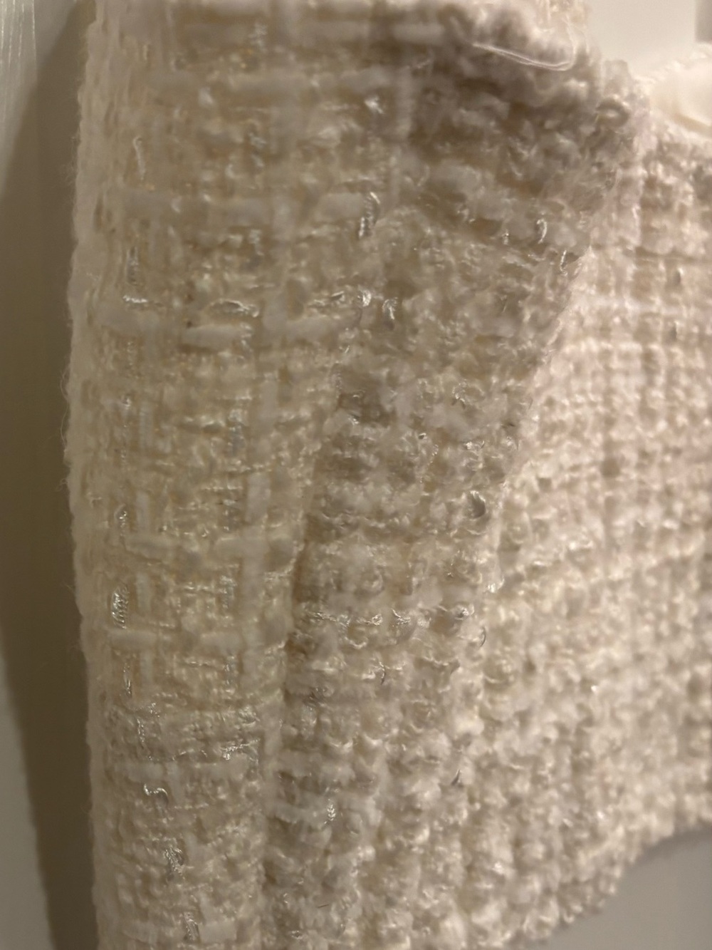 A Loves A Ivory Bouclé Tweed Crop Top Pearl Detail Parisian Luxe Chic Small NWOT - Picture 6 of 8